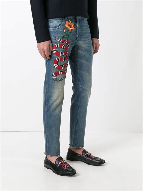 gucci embroidered jeans men.